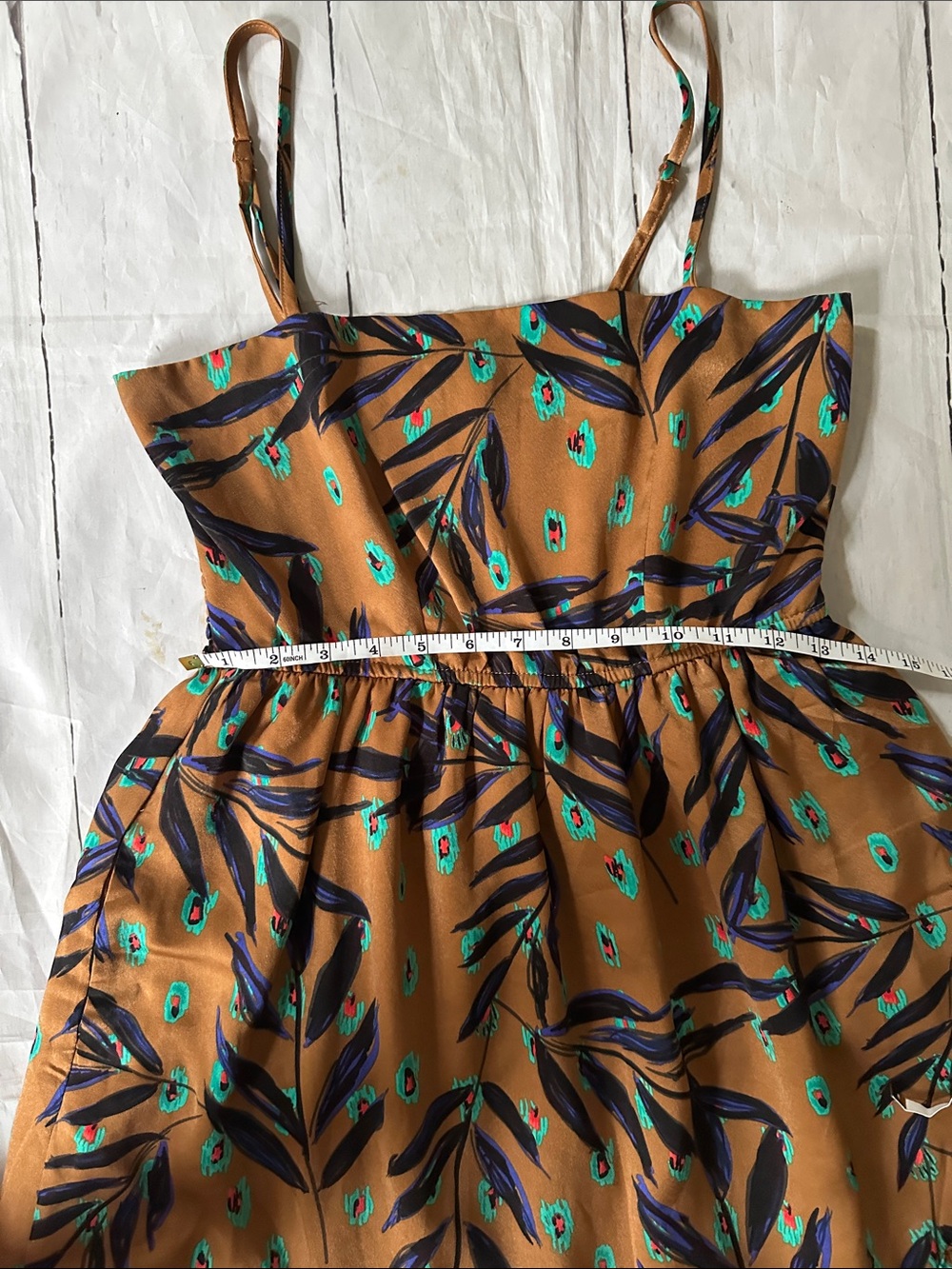 THML Brown Floral Print Spaghetti Strap Midi Dress medium - Picture 9 of 13